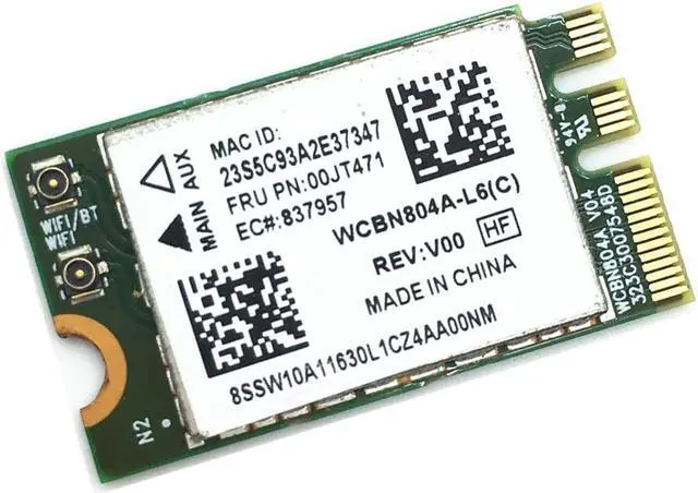 Alt view image 3 of 4 - For QCNFA34AC Wireless 802.11AC + Bluetooth 4.0 M.2/NGFF Card For B70-80 yoga3 14 Series FRU 00JT471