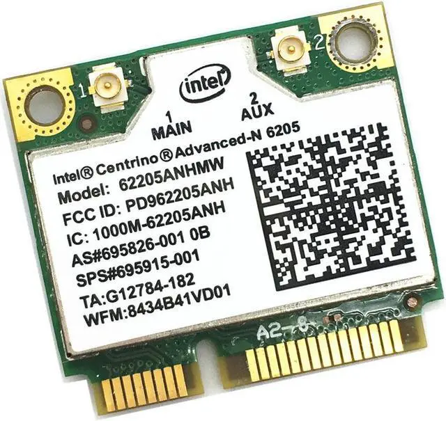 Alt view image 3 of 5 - For 6205 Intel 62205ANHMW 802.11a/b/g/n 2.4G/5.0Ghz Wireless Mini PCI-E Card for EliteBook 8470p 8770W SPS 695915-001