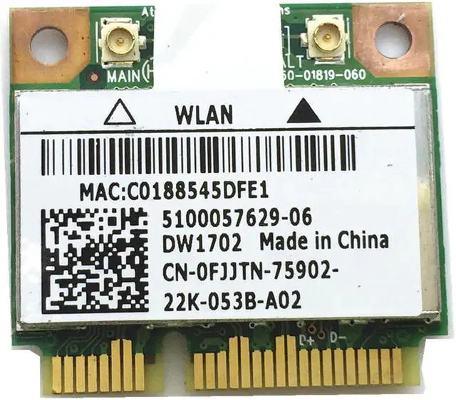 Main image of Atheros AR9285 AR5B195 DW1702 Half Mini PCIe WLAN BlueTooth Card for 14R 15R N4010 N5010