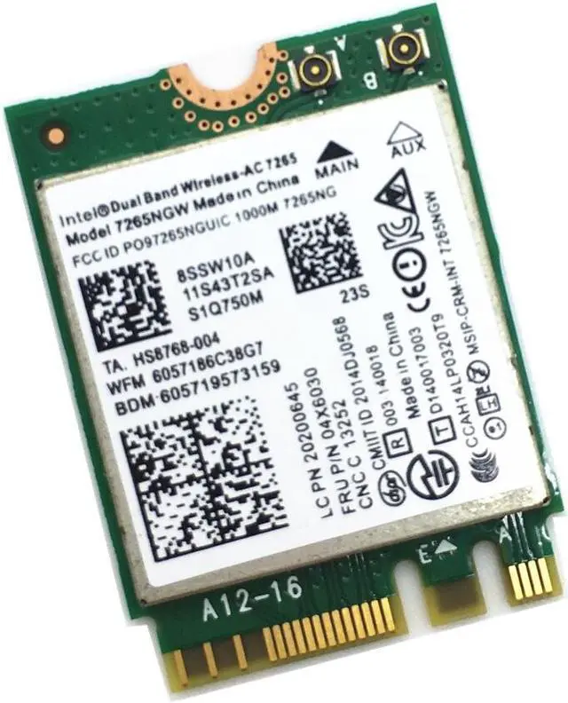 Alt view image 3 of 6 - For 7265ngw Dual Band Intel 7265 Wireless 802.11ac 867Mbps 2x2 Ngff Bluetooth 4.0 card 04x6030 For E450 W550 T550 X250 T450