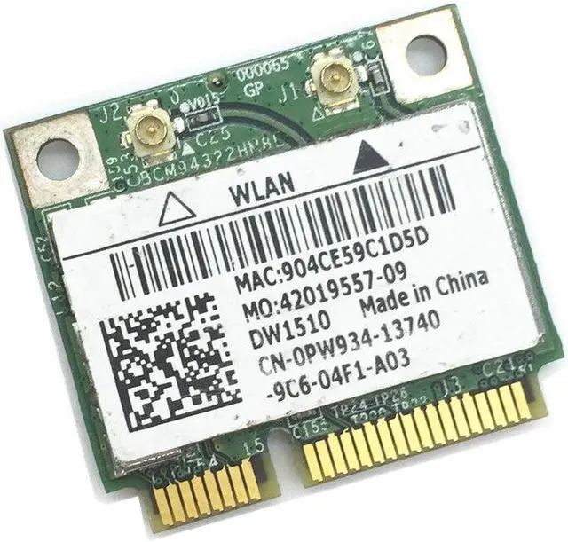 Alt view image 3 of 4 - For DW1510 PW934 802.11 AGN Wireless Half Mini PCI-E BCM94322HM8L Dual Brand