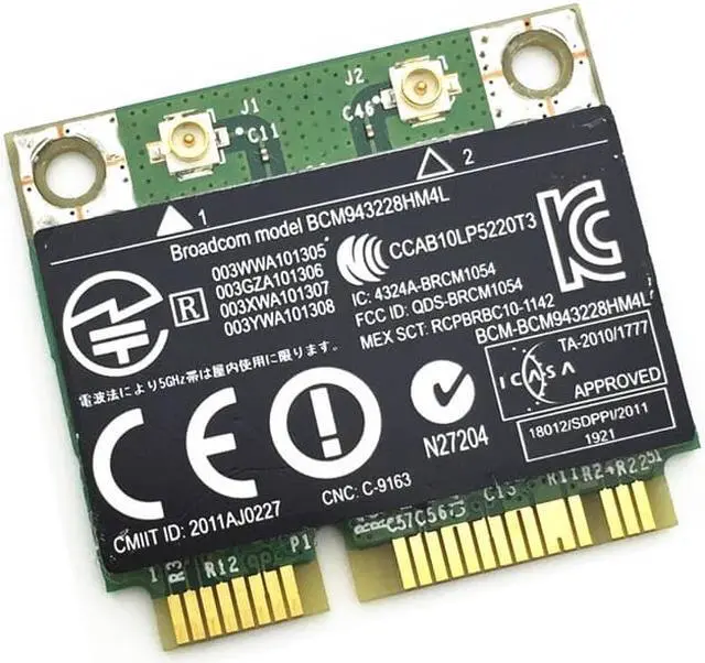 Alt view image 3 of 5 - BCM943228HM4L BCM43228 300Mbps 2.4G/5GHZ 802.11 a/b/g/n half Mini PCI-E Wireless card for 8470P 8570W 2570P