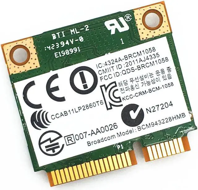 Alt view image 4 of 4 - Broadcom BCM943228HMB BCM43228 Half Mini PCI-e Wlan Wireless BT Bluetooth 4.0 Card 300M for 210 G1/820 G1