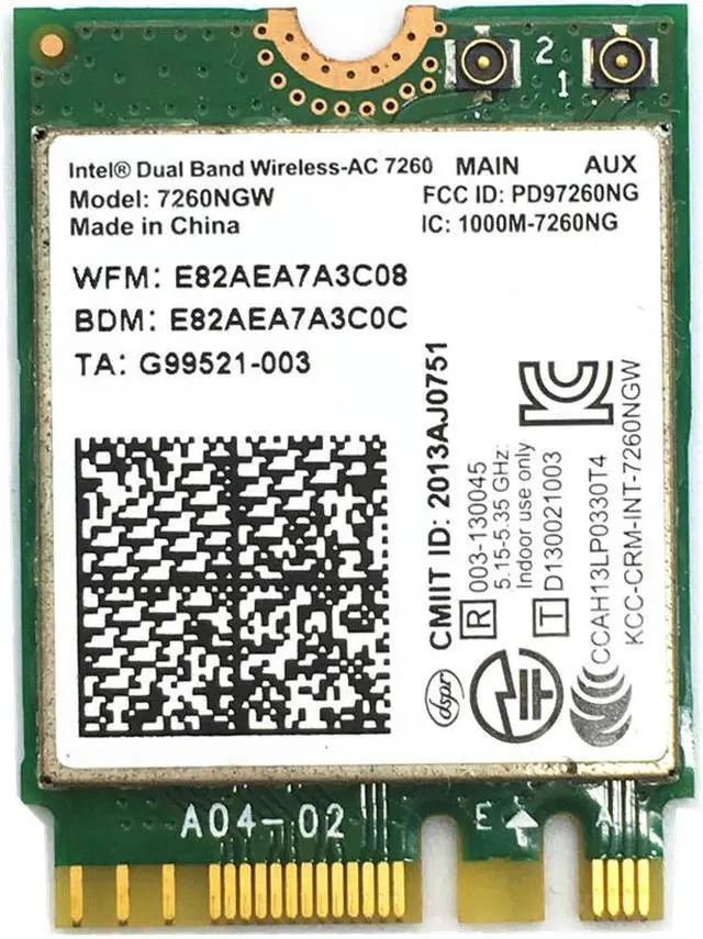 Main image of For Dual Band AC 7260NGW Intel 7260 NGFF 2x2 WIFI 802.11ac 867 Mbps Wi-Fi + Bluetooth 4.0 Wirelss Card