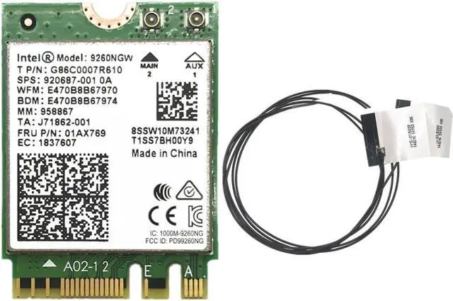 Alt view image 3 of 3 - With 2pcs antennas + 1.73Gbps Wireless 9260NGW NGFF Wifi Card For Intel ac 9260 2.4G/5Ghz 802.11ac Bluetooth 5.0