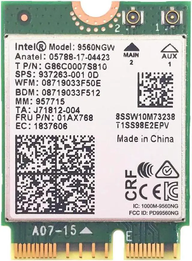 Alt view image 2 of 5 - Dual Band Wireless AC 9560 for Intel 9560NGW 802.11ac NGFF: CNVI 2.4G/5G 2x2 WiFi Card Bluetooth 5.0 + Antennas