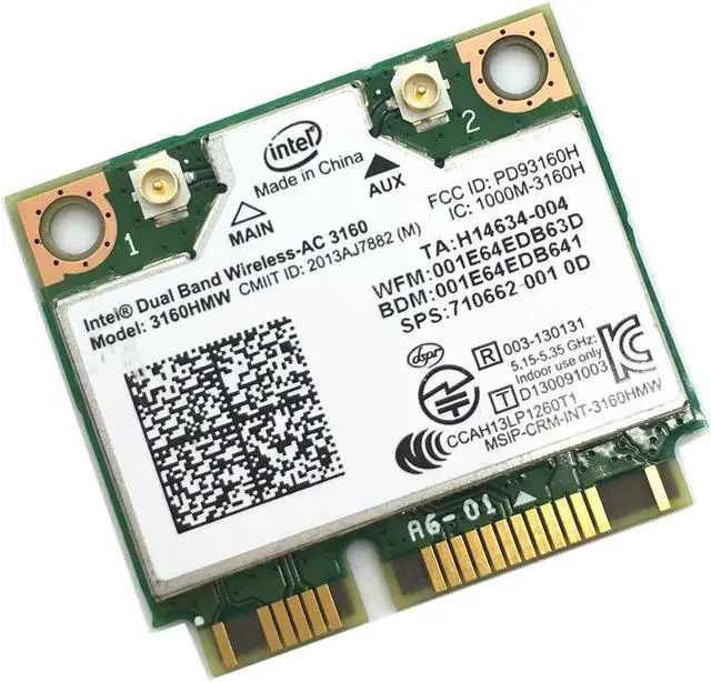 Alt view image 3 of 4 - For 3160HMW Wifi Bluetooth 4.0 Wireless-AC Intel 3160 802.11 ac 433Mbps Dual Band Mini PCI-E Wlan Card