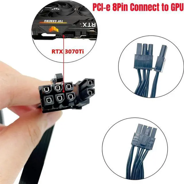 Alt view image 7 of 14 - YEPLOOK PCI-e 6+2Pin 8Pin 18AWG 60CM, GPU Power Cable for Corsair TX850M, TX750M, TX650M, TX550M 80 PLUS Gold Semi Modular Power