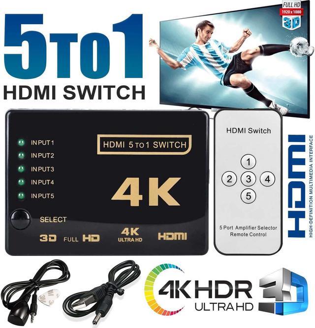 Abundantly Mundtlig spion 1080P 5 Port HDMI Switch Box Splitter 4K 3D UHD IR Remote Control Selector  Hub HDMI Cables - Newegg.com
