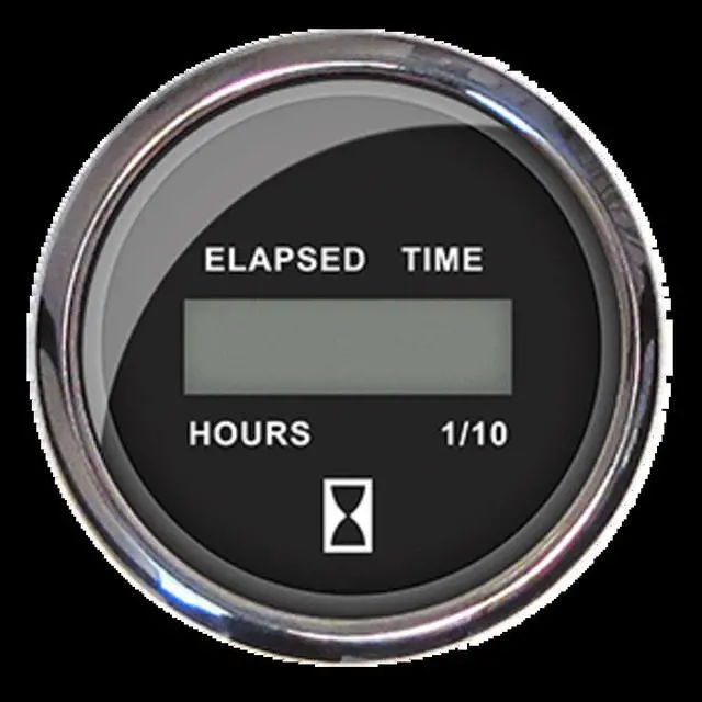 Alt view image 2 of 6 - Faria 2" Hourmeter 10,000 Hours Digital, 12-32VDC - Chesapeake Black w/Stainless Steel Bezel