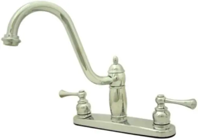 Main image of Kingston Brass KB1111BLLS Heritage 8 Twin Lever Handle Kitchen Faucet Without Sprayer, Polished chrome