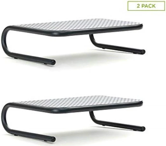 Alt view image 2 of 2 - mind reader 2metmonstblk metal monitor stand, monitor riser for computer, laptop, desk, imac, 2pack, black