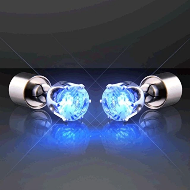 Alt view image 2 of 2 - blinkee led faux diamond pierced earrings blue by