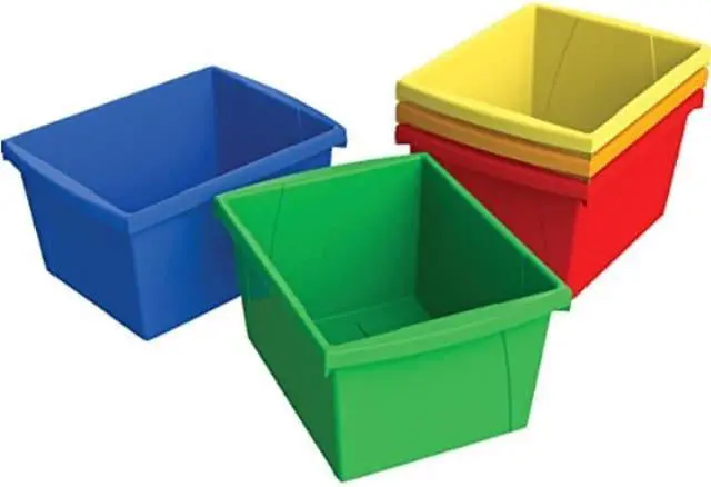 Alt view image 2 of 5 - Storex Storage Bins, 10 5/8 x 15 5/8 x 8, 5 1/2 Gallon, Assorted Color, Plastic