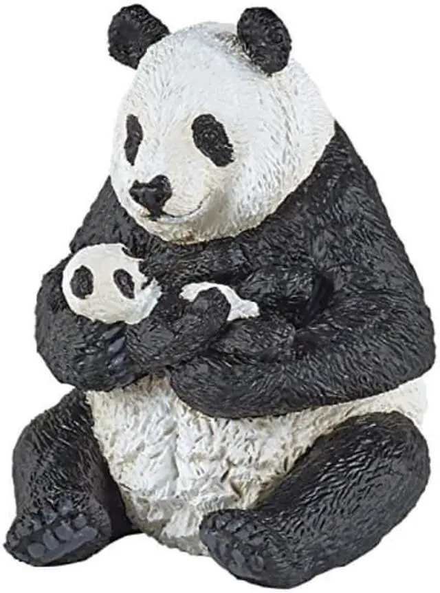 Alt view image 2 of 2 - papo sitting panda and baby figure, multicolor