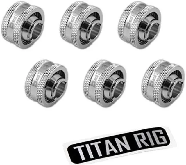 Alt view image 7 of 7 - XSPC G1/4" to 1/2" ID, 3/4" OD Compression Fitting V2 for Soft Tubing, Chrome, 6-pack