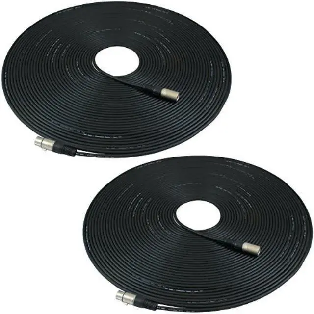 Alt view image 2 of 2 - gls audio 100ft mic cable patch cords  xlr male to xlr female black microphone cables  100' balanced mike snake cord  2 pack
