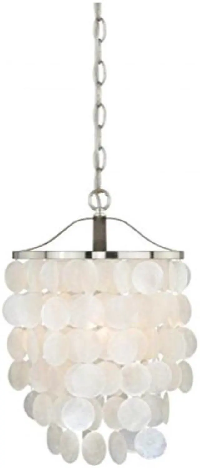 Alt view image 2 of 3 - vaxcel p0138 elsa capiz shell mini pendant, 101/2", satin nickel finish