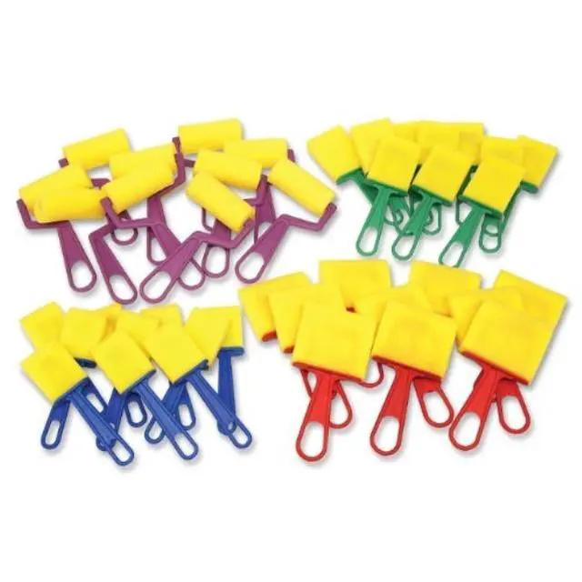 Alt view image 4 of 7 - ChenilleKraft Foam Brushes/Rollers Classroom Pack - 40 Brush(es) - Plastic Handle - Assorted