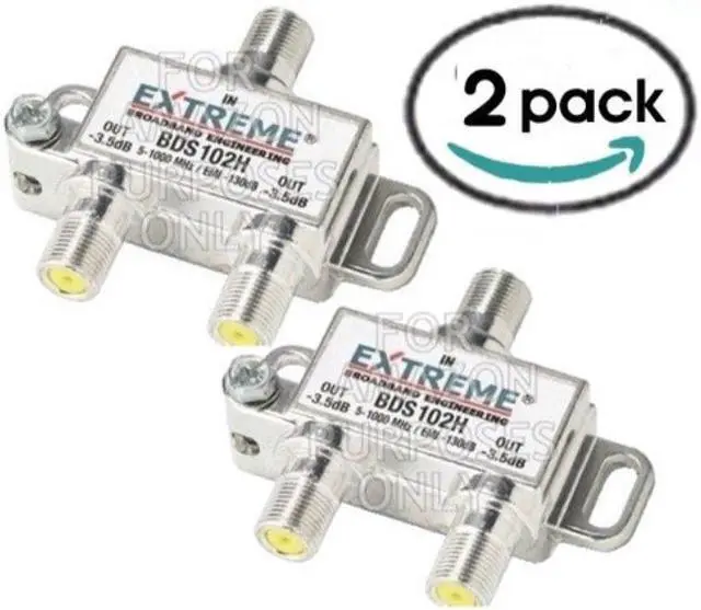 Alt view image 2 of 9 - 2 Way Extreme/Amphenol 1GHz High Performance Coax Cable Splitter BDS102H 2 Pack