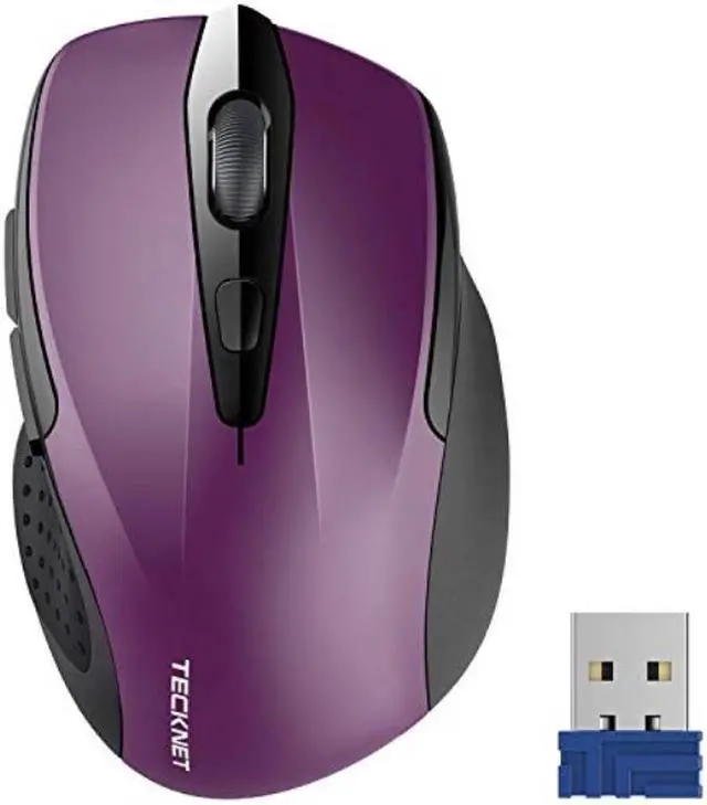 Alt view image 2 of 3 - tecknet pro 2.4g ergonomic wireless mobile optical mouse with usb nano receiver for laptop,pc,computer,chromebook,macbook,notebook,6 buttons,24 months battery life,5 dpi adjustment levels