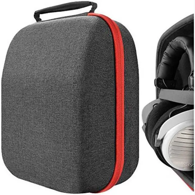 Alt view image 9 of 10 - geekria headphones case compatible with sennheiser hd800, hd598, akg k701, q701, beyerdynamic dt880, dt990 and more/hard shell large carrying case/headset travel bag black fabric