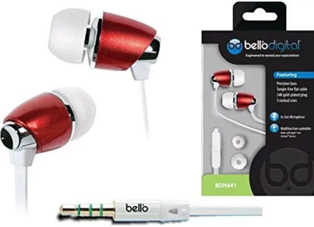 Alt view image 2 of 2 - Bell'O Digital BDH441RD In-Ear Headphones with Precision Bass, Red