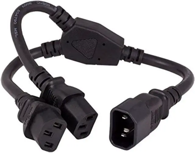 Alt view image 3 of 5 - Cable Leader 14 inches Power Extension Cord Splitter Cable 16 AWG IEC320 C14 to IEC320 C13 x 2