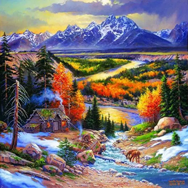 Alt view image 2 of 2 - fall retreat 500 piece jigsaw puzzle by sunsout