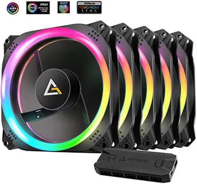 Alt view image 4 of 20 - Antec Prizm 120 ARGB 5 Plus C 120 mm Case Fan with Fan Controller - Pack of 5