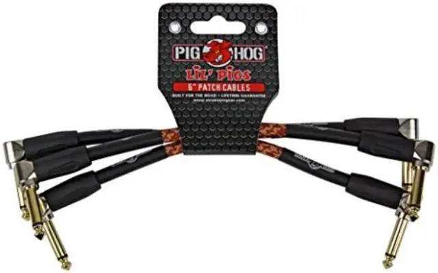 Alt view image 2 of 6 - Pig Hog Instrument Cables Lil Pigs 6 in. Patch Cables (3-Pack) Western Plaid