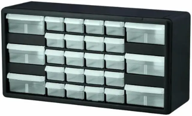 Alt view image 7 of 9 - Akro-Mils Stackable Cabinet 26 Drawers 20"x6-3/8"x10-11/32" Black/Gray 10126