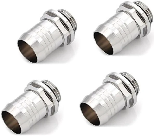 Alt view image 5 of 5 - Bitspower G1/4" to 1/2" Barb Fitting for Soft Tubing, Silver Shining, 4-pack