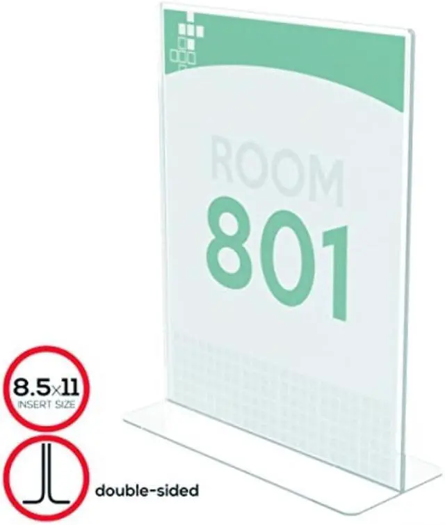 Alt view image 3 of 6 - Stand-Up Double-Sided Sign Holder, Plastic, 8 1/2 X 11, Clear