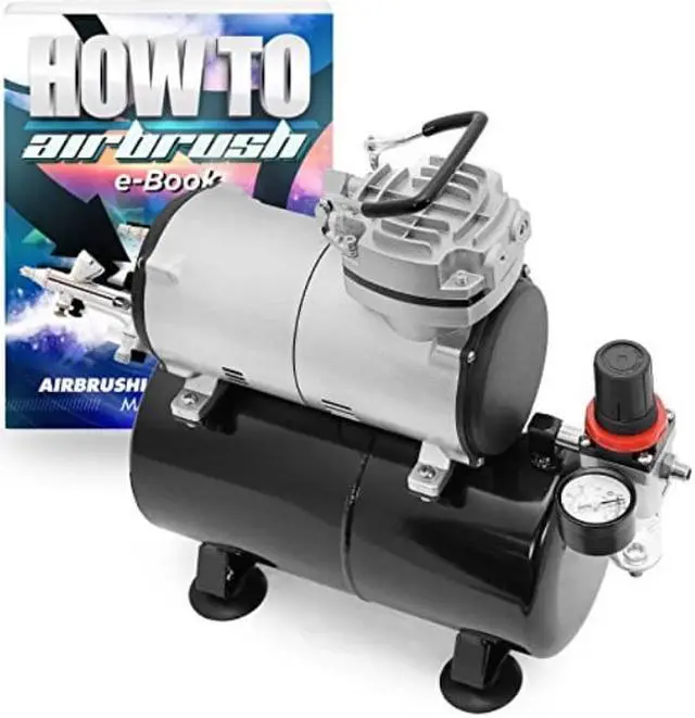 Alt view image 9 of 11 - PointZero Mini Airbrush Compressor with Holder and 6 Ft. Hose - Quiet Portable Air Pump