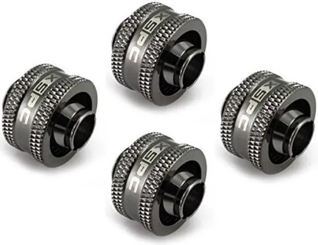 Alt view image 5 of 5 - XSPC G1/4" to 3/8" ID, 5/8" OD Compression Fitting V2 for Soft Tubing, Black Chrome, 4-pack