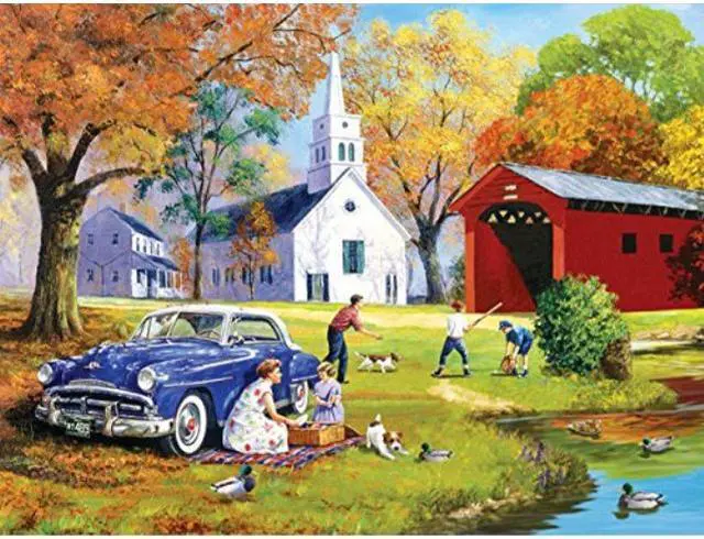 Alt view image 2 of 3 - Family Time by the River 300 Piece Jigsaw Puzzle by SunsOut