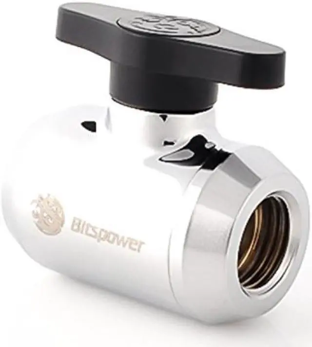 Alt view image 5 of 6 - Bitspower G1/4" Mini Valve with Black Handle, Silver Shining Body