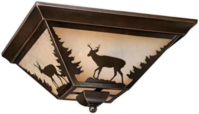 Alt view image 5 of 7 - Vaxcel Bryce 14" Flush Mount Burnished Bronze - CC55414BBZ