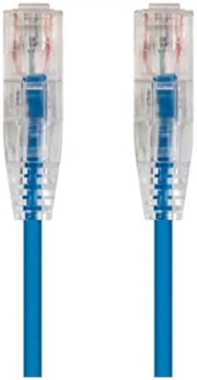 Alt view image 2 of 12 - Monoprice Cat6 Ethernet Patch Cable - 14 feet - Blue | Snagless RJ45 Stranded 550MHz UTP CMR Riser Rated Pure Bare Copper Wire 28AWG - SlimRun Series