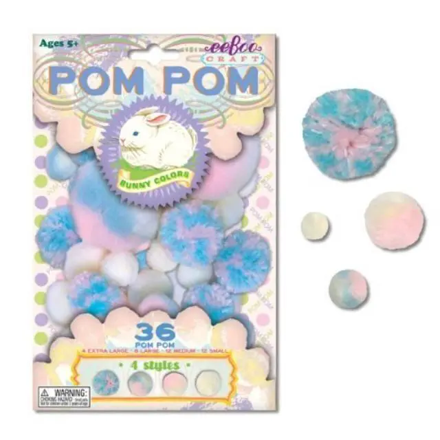 Alt view image 3 of 3 - Bunny Colors Blue and Pink Pom Pom Craft Kit by eeBoo