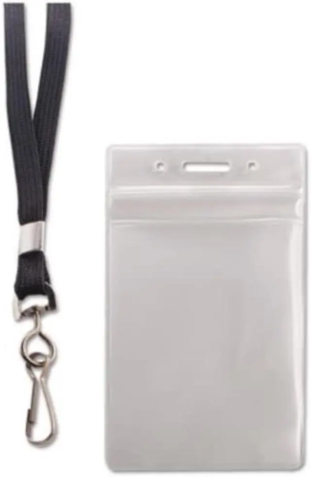 Alt view image 4 of 12 - Advantus ID Holder/Lanyard Combo Pack - Vertical - Vinyl - 20 / Pack - Black/Clear  AVT91131