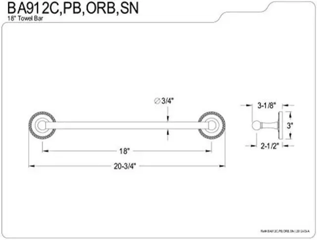 Alt view image 3 of 4 - Kingston Brass BA912ORB 18 in. Towel Bar