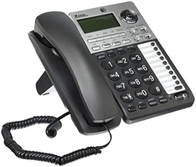 Alt view image 2 of 2 - at&t ml17939 2line corded telephone with digital answering system and caller id/call waiting, black/silver