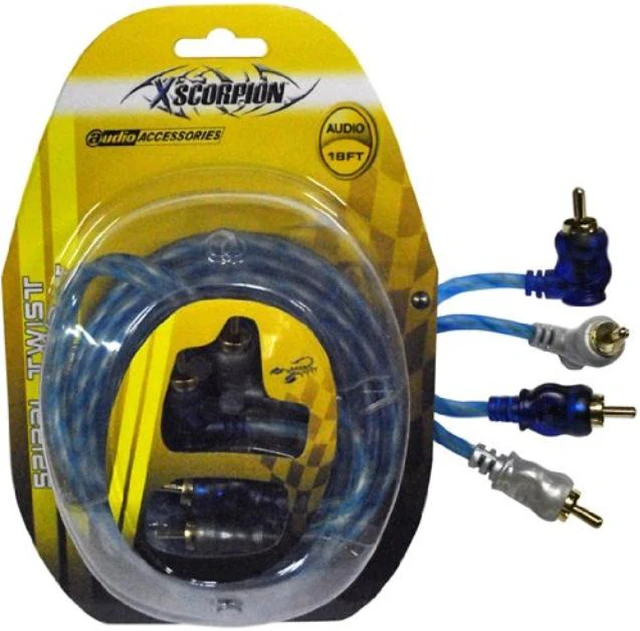 Alt view image 4 of 6 - XSCORPION STP18 RCA CABLE 18' RIGHT ANGLE BLUE/PLATINUM TWISTED