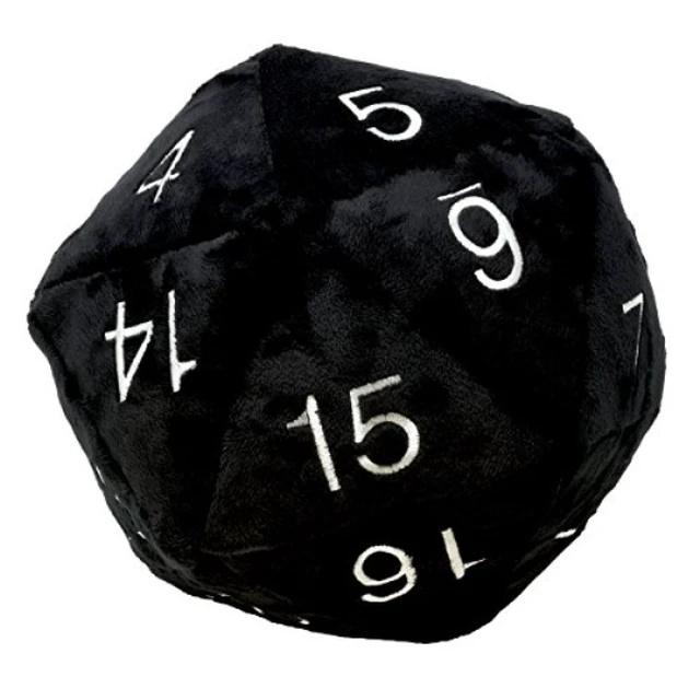 Alt view image 5 of 6 - D20 10" Jumbo Plush Dice - Black w/Silver MINT/New