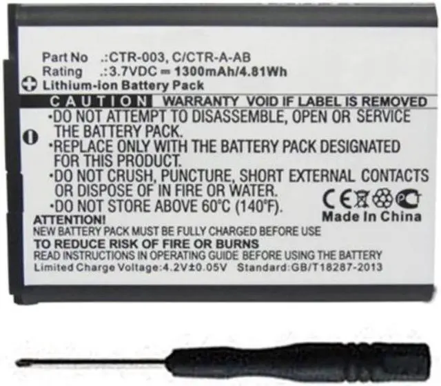 Alt view image 5 of 5 - Replacement CTR-003 C/CTR-A-AB Battery for Nintendo 3DS N3DS CTR-001 MIN-CTR-001 Gaming Console with Installation Tool