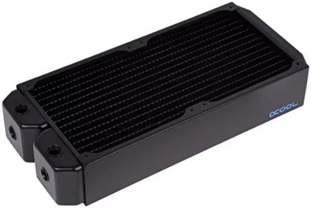 Alt view image 9 of 10 - Alphacool NexXxos UT60 Full Copper Radiator 280, 140mm x 2, Dual Fan, Black