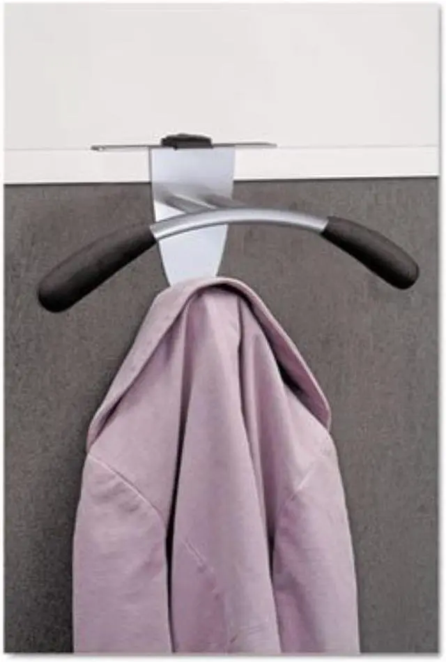 Alt view image 2 of 5 - Over-The Panel Garment Partition Valet, Silver/Black, 15 1/2 X 6 X 7 1