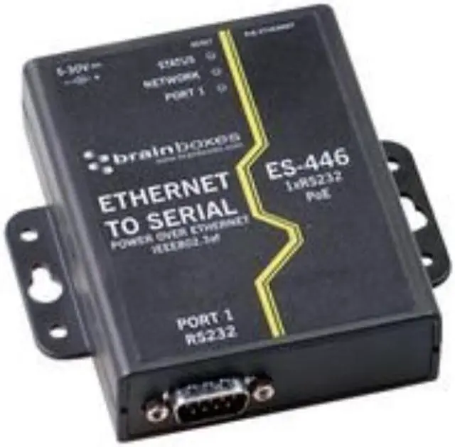 Alt view image 3 of 10 - Brainboxes ES-446 1 Port RS232 PoE Ethernet to Serial Adapter